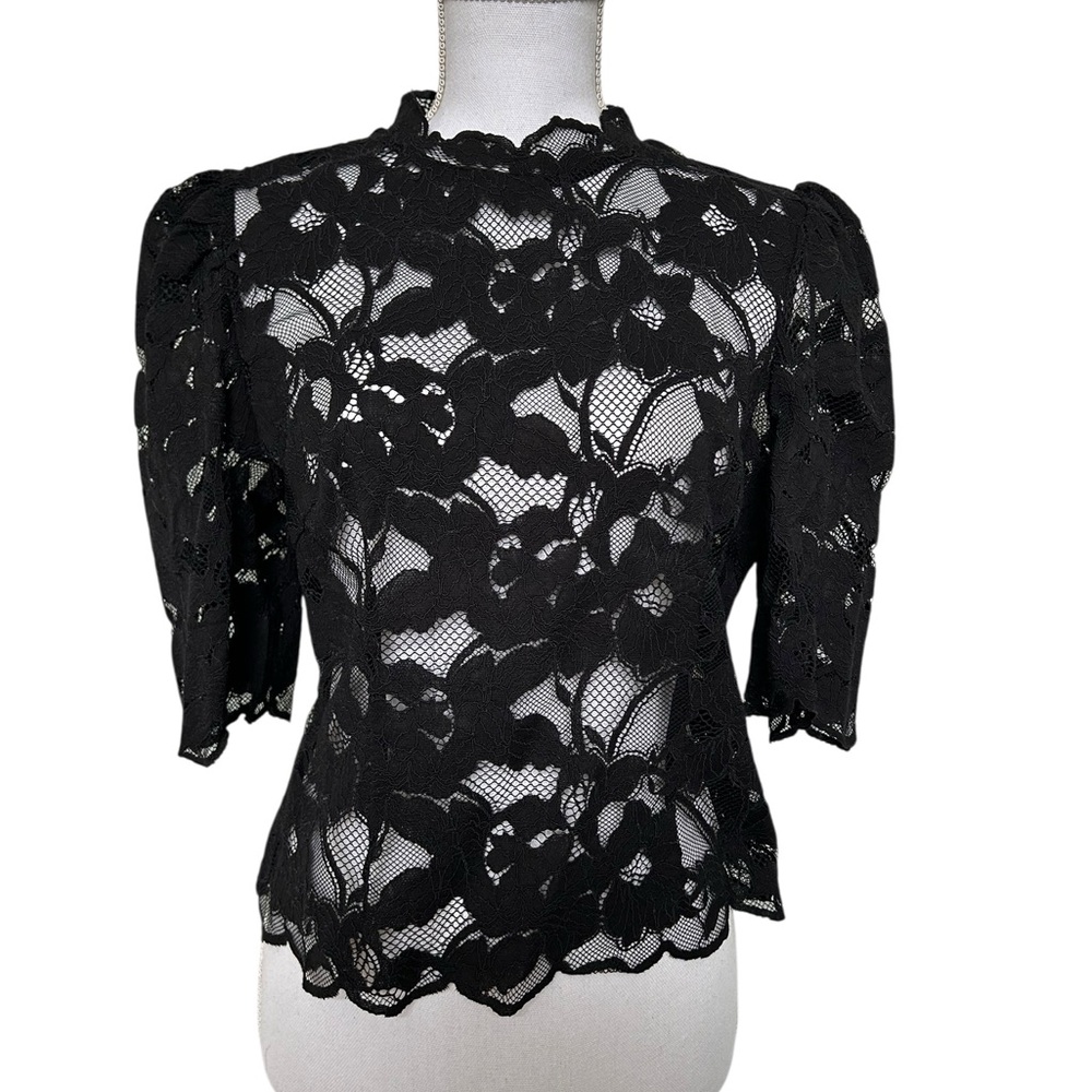 Zara Elegant Black Lace Top NWT - Picture 2 of 7